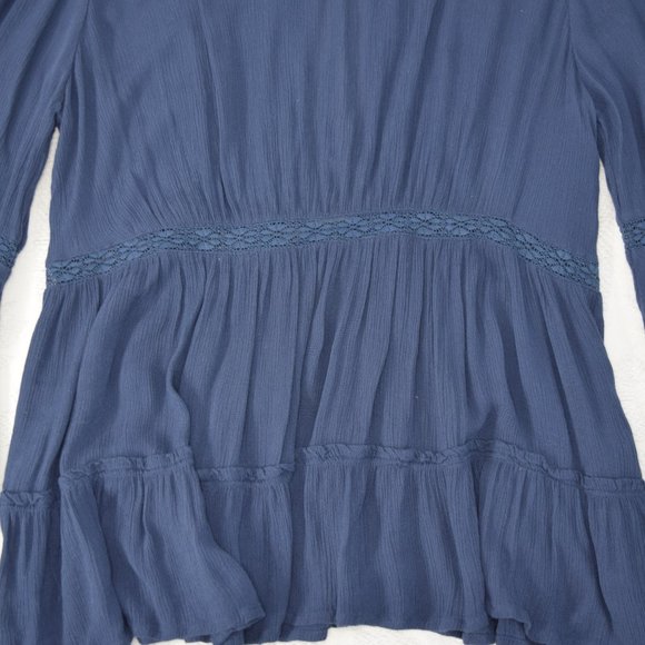 Melrose and Market Boho Lace Tunic Blouse Open Back Cutout  Keyhole Shirt M - Picture 6 of 13